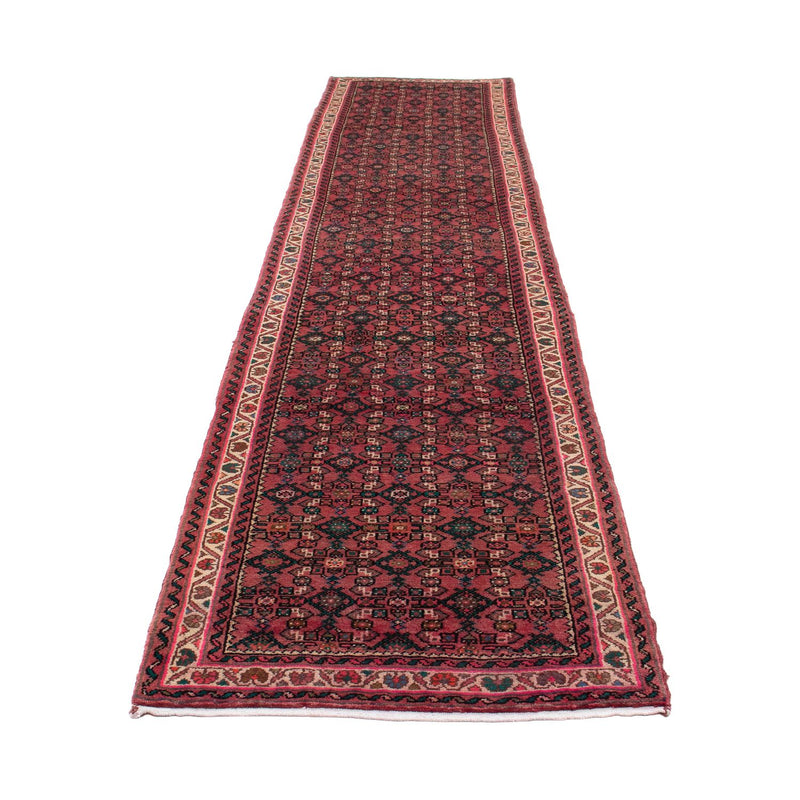 Løber Persisk tæppe - Nomadisk - 398 x 83 cm - mørkerød