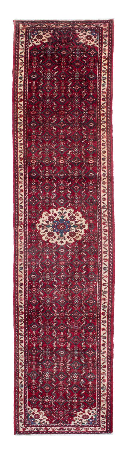 Løber Persisk tæppe - Nomadisk - 410 x 85 cm - mørkerød