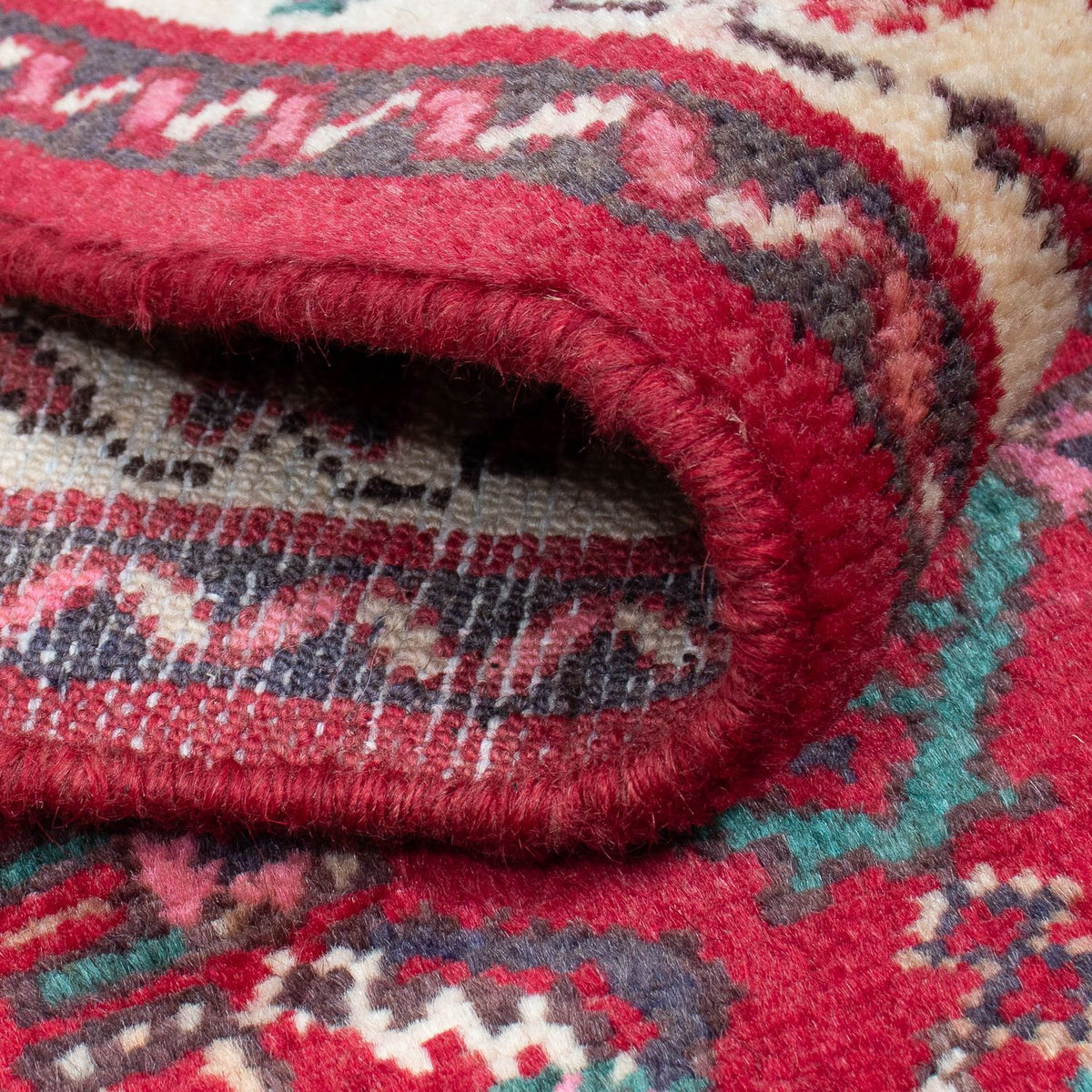 Løber Persisk tæppe - Nomadisk - 410 x 85 cm - mørkerød