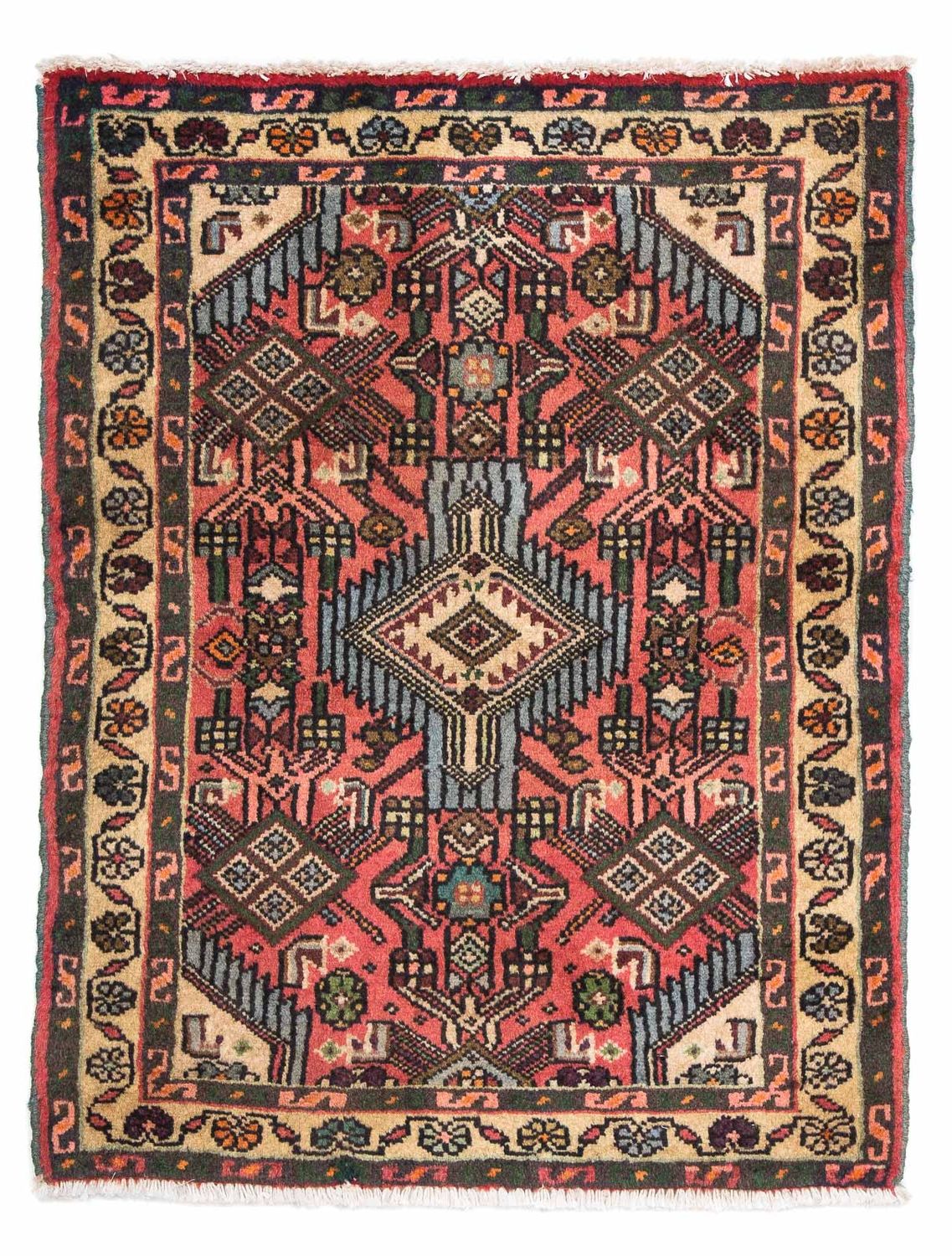 Persisk tæppe - Nomadisk - 84 x 64 cm - lysrød