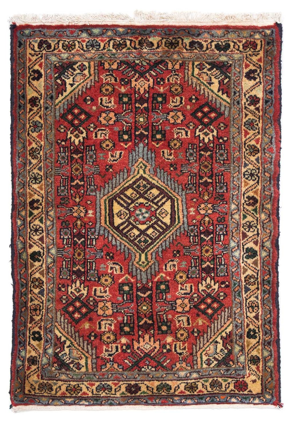 Persisk tæppe - Nomadisk - 87 x 62 cm - mørkerød