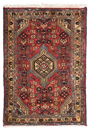 Persisk tæppe - Nomadisk - 87 x 62 cm - mørkerød