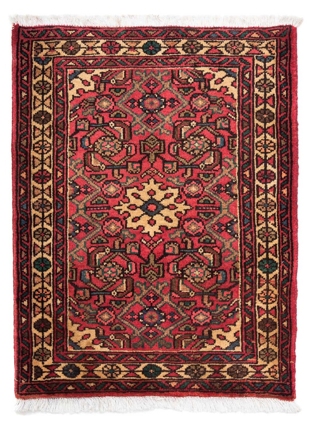 Persisk tæppe - Nomadisk - 91 x 70 cm - mørkerød