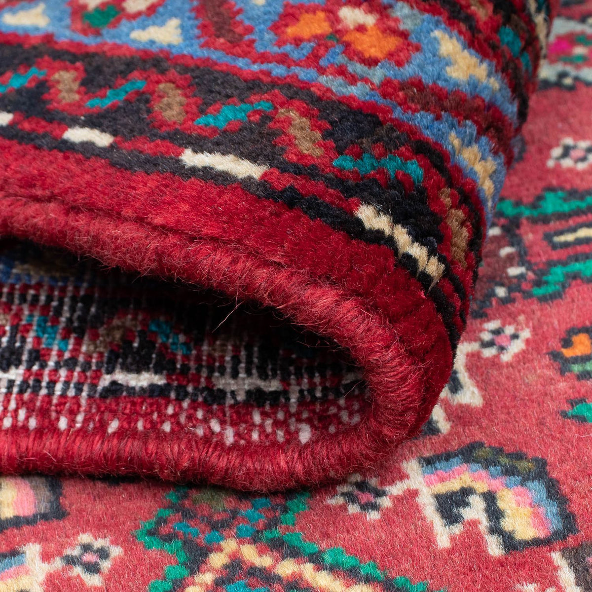 Persisk tæppe - Nomadisk - 92 x 61 cm - mørkerød