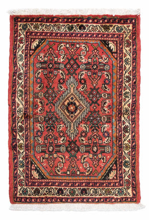 Persisk tæppe - Nomadisk - 89 x 61 cm - mørkerød