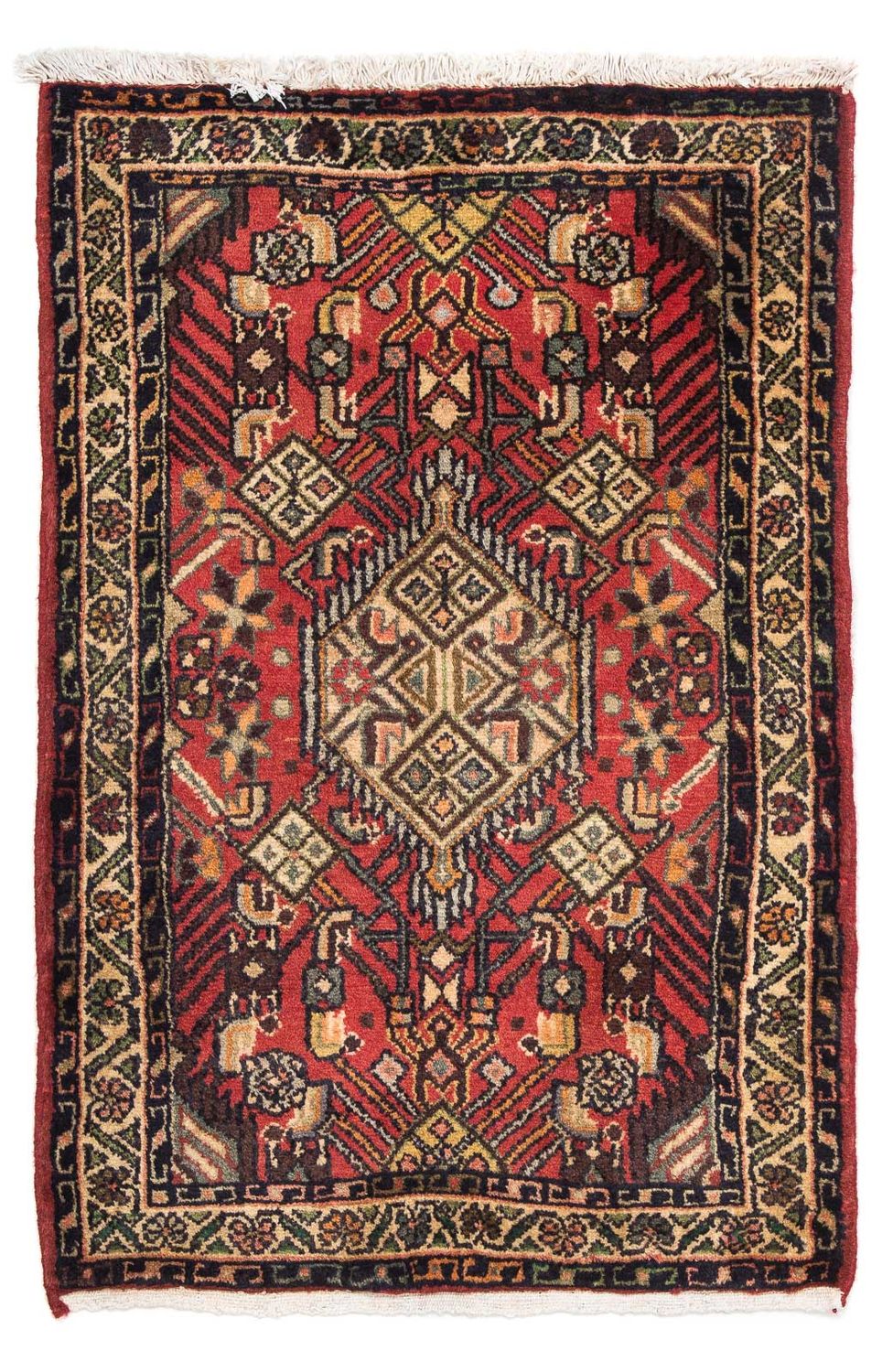 Persisk tæppe - Nomadisk - 93 x 63 cm - mørkerød