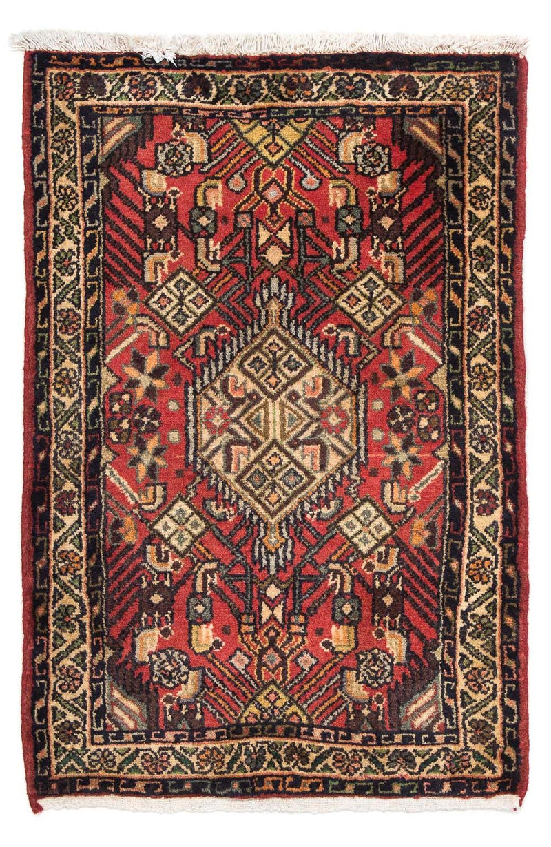Persisk tæppe - Nomadisk - 93 x 63 cm - mørkerød