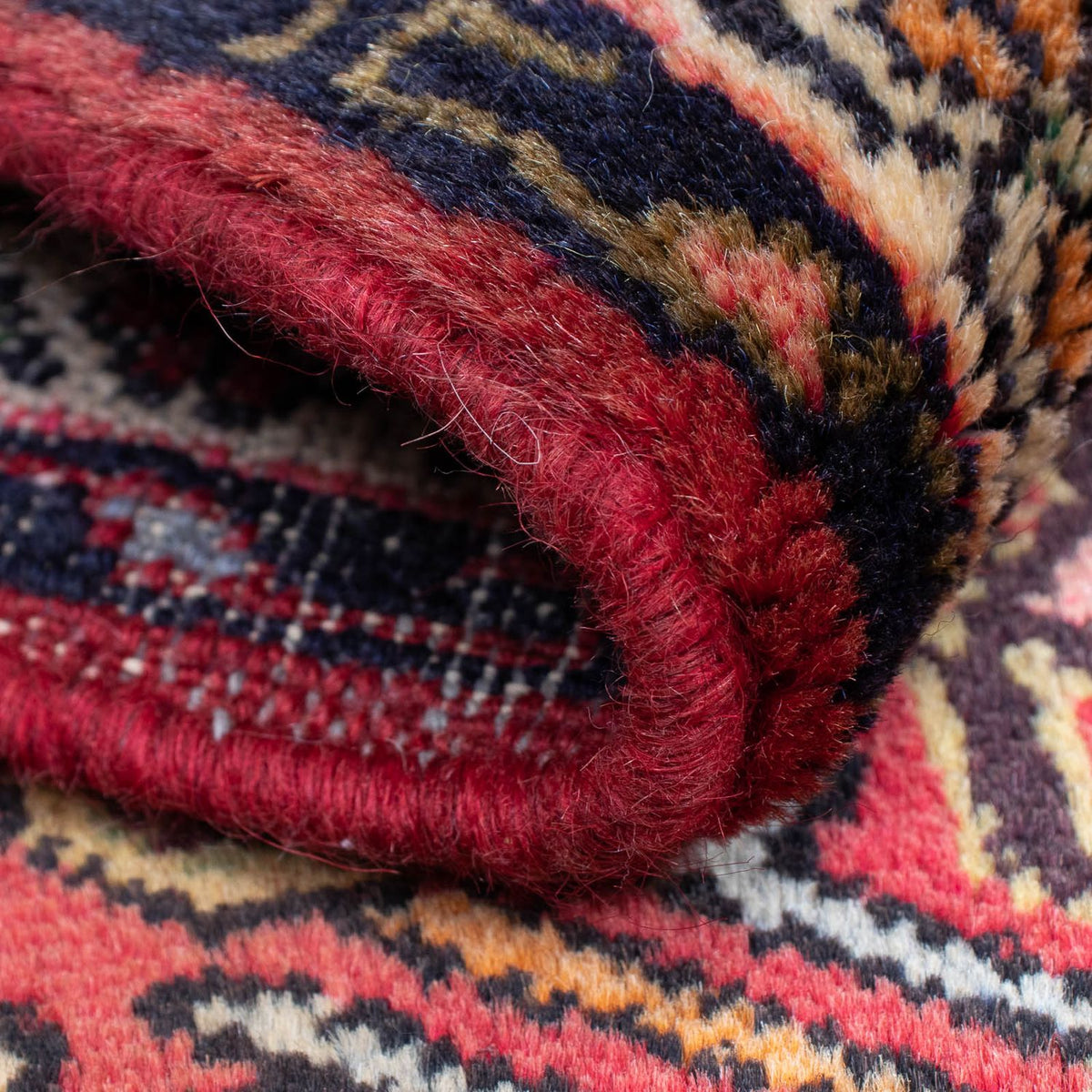 Persisk tæppe - Nomadisk - 93 x 63 cm - mørkerød