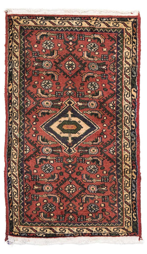 Persisk tæppe - Nomadisk - 88 x 64 cm - mørkerød