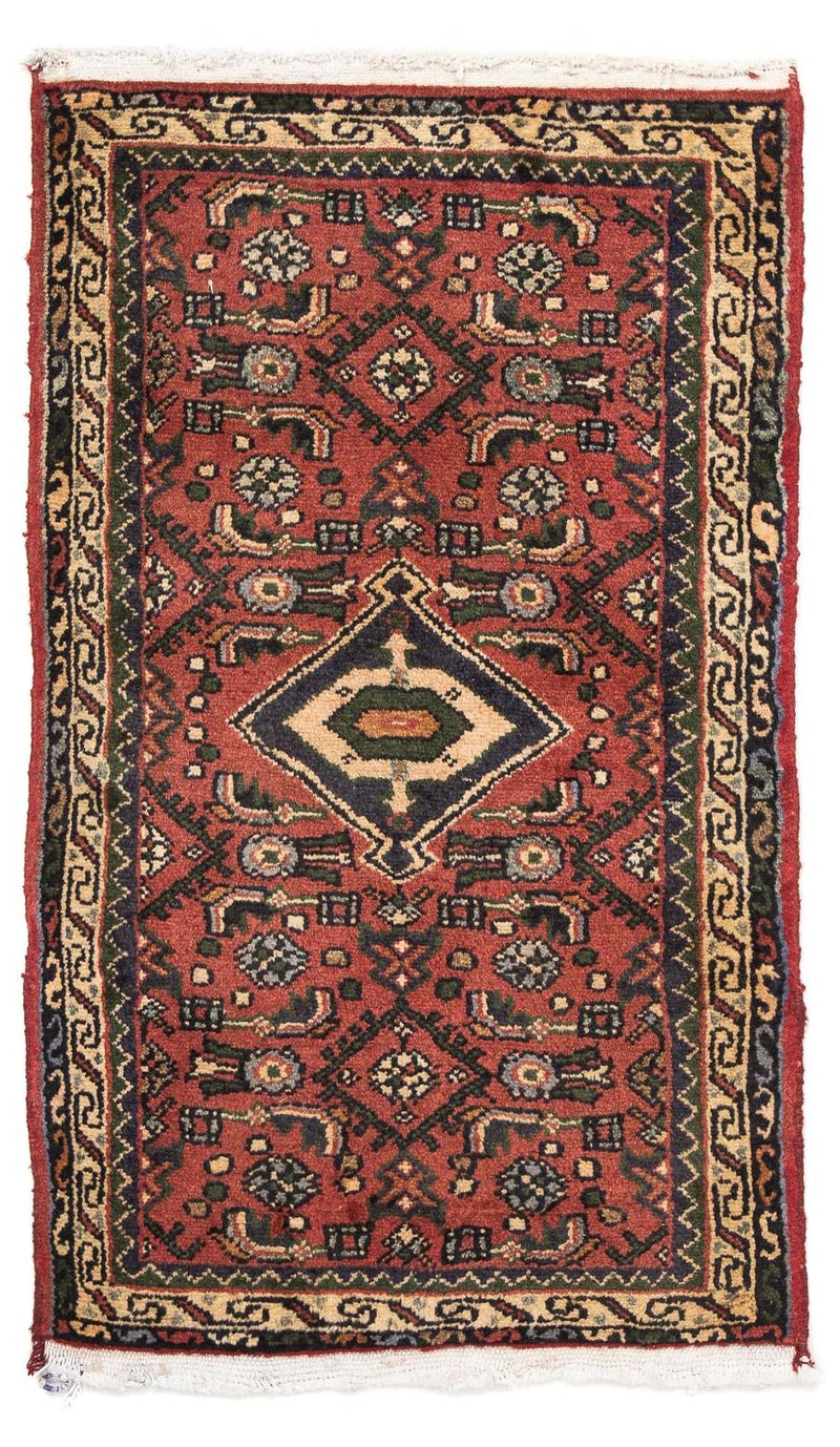 Persisk tæppe - Nomadisk - 88 x 64 cm - mørkerød