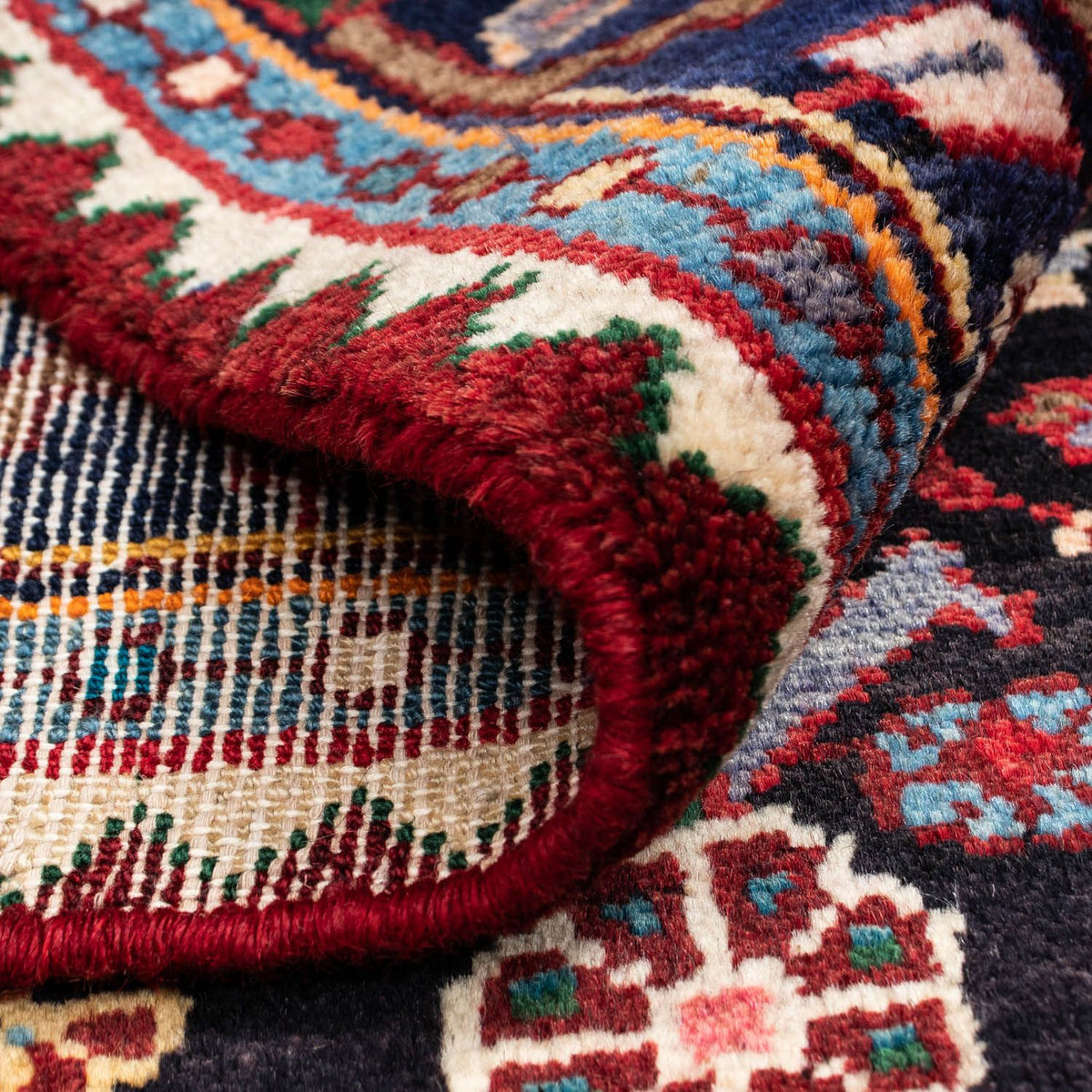 Persisk tæppe - Nomadisk - 126 x 91 cm - mørkeblå