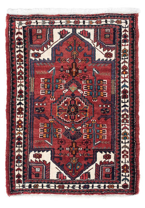Persisk tæppe - Nomadisk - 116 x 84 cm - mørkerød