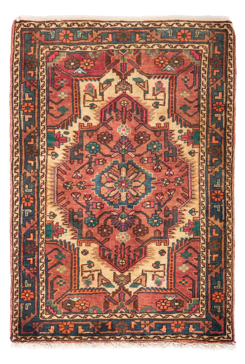 Persisk tæppe - Nomadisk - 123 x 87 cm - lysrød