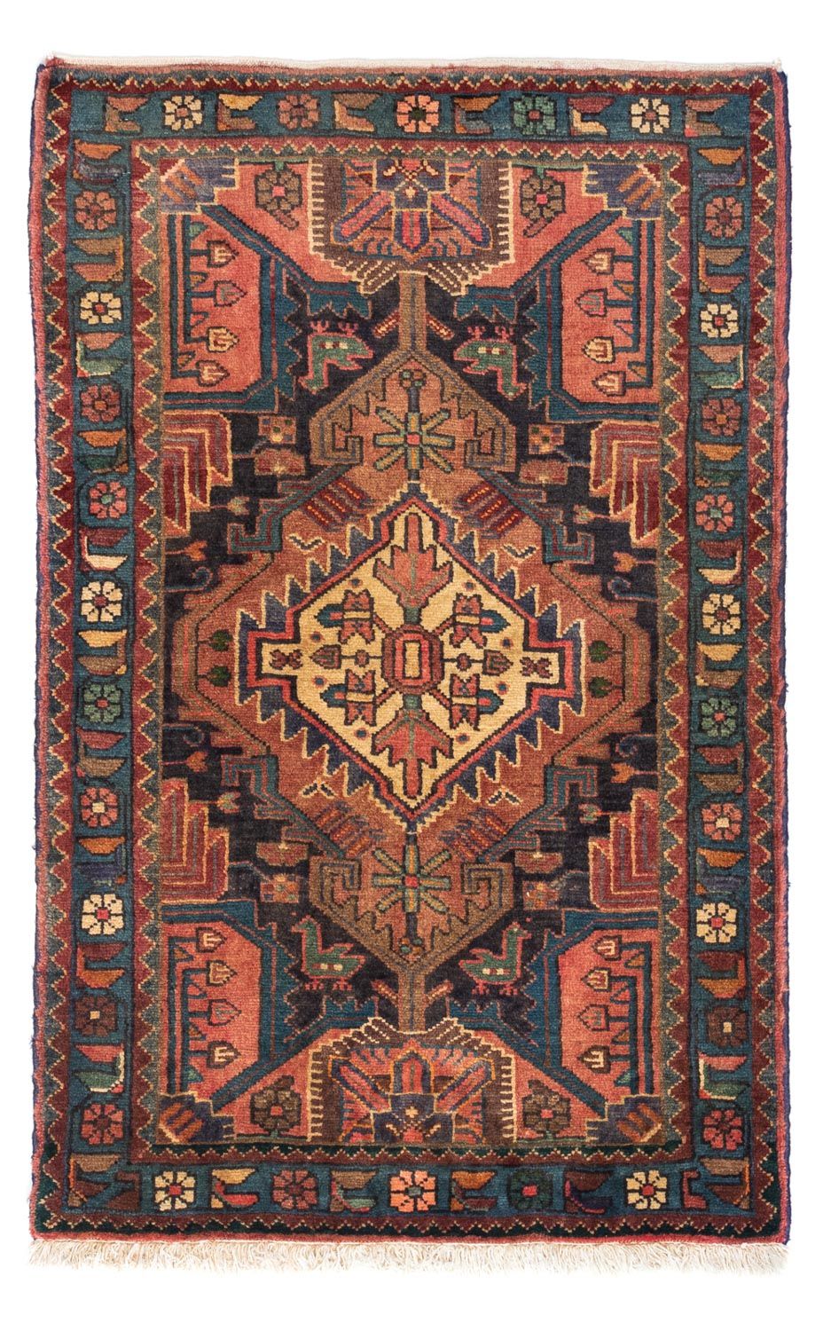 Persisk tæppe - Nomadisk - 126 x 80 cm - lysrød