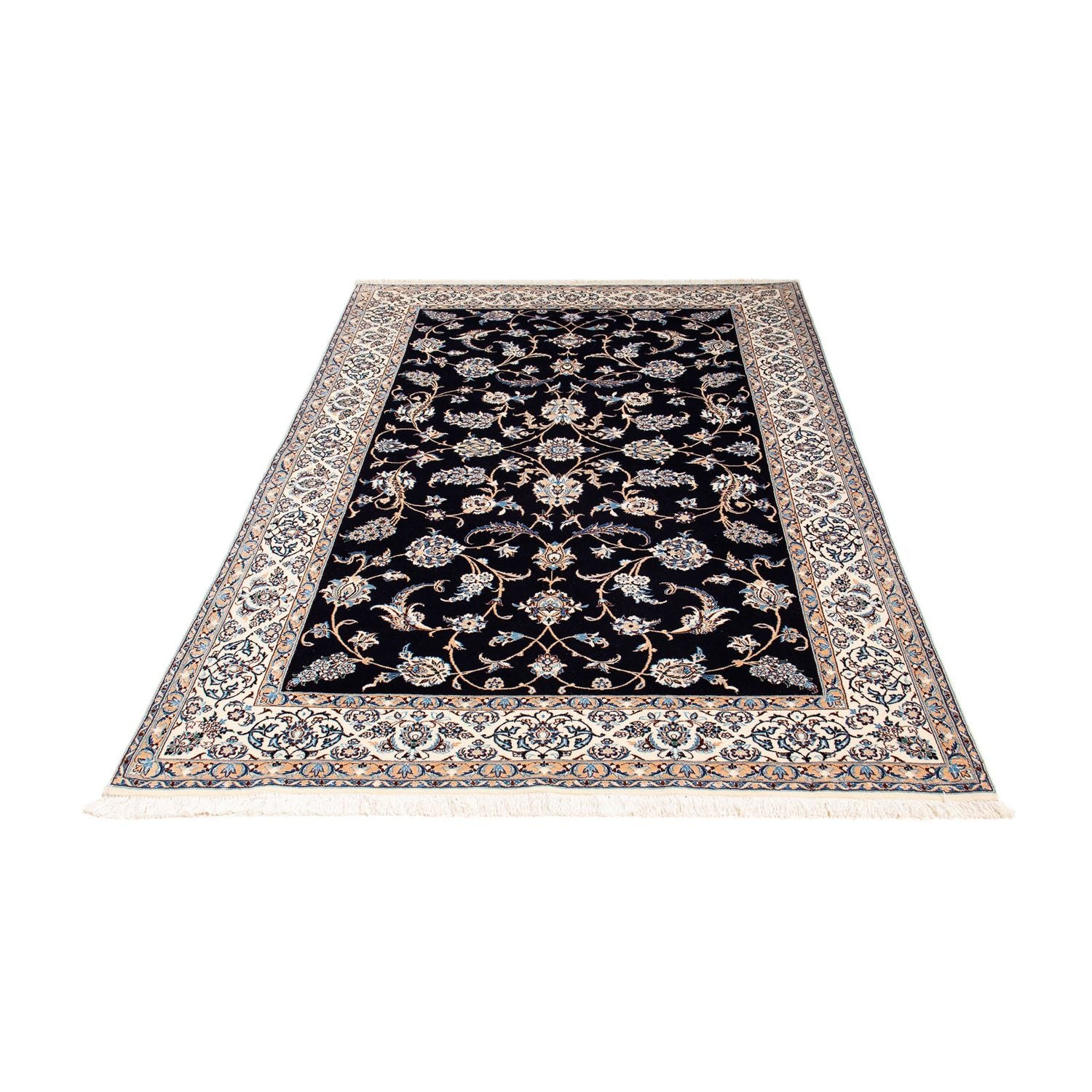 Persisk tæppe - Nain - Premium - 208 x 127 cm - mørkeblå