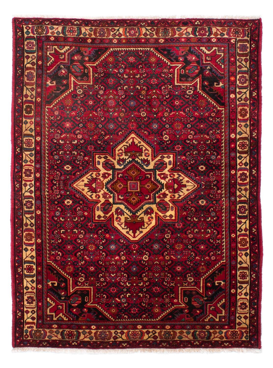 Persisk tæppe - Nomadisk - 212 x 153 cm - mørkerød