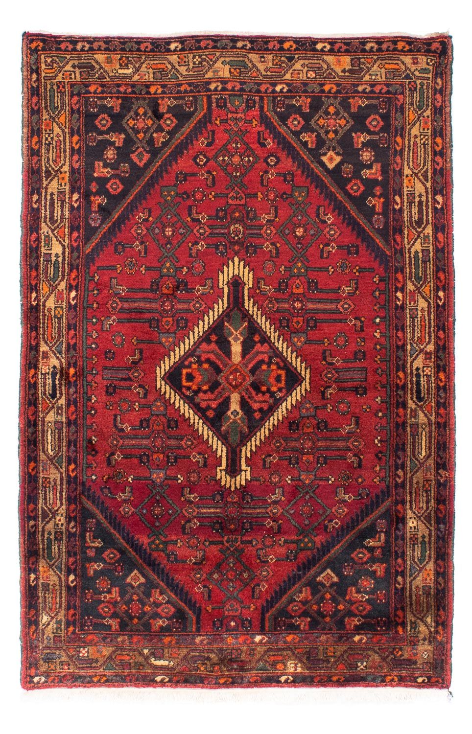 Persisk tæppe - Nomadisk - 221 x 144 cm - mørkerød