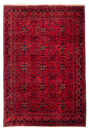 Afghansk tæppe - Kunduz - 301 x 205 cm - mørkerød