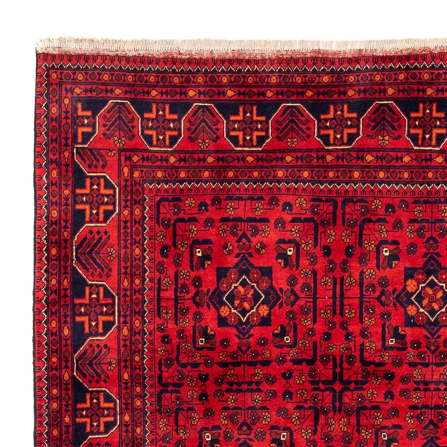 Afghansk tæppe - Kunduz - 301 x 205 cm - mørkerød