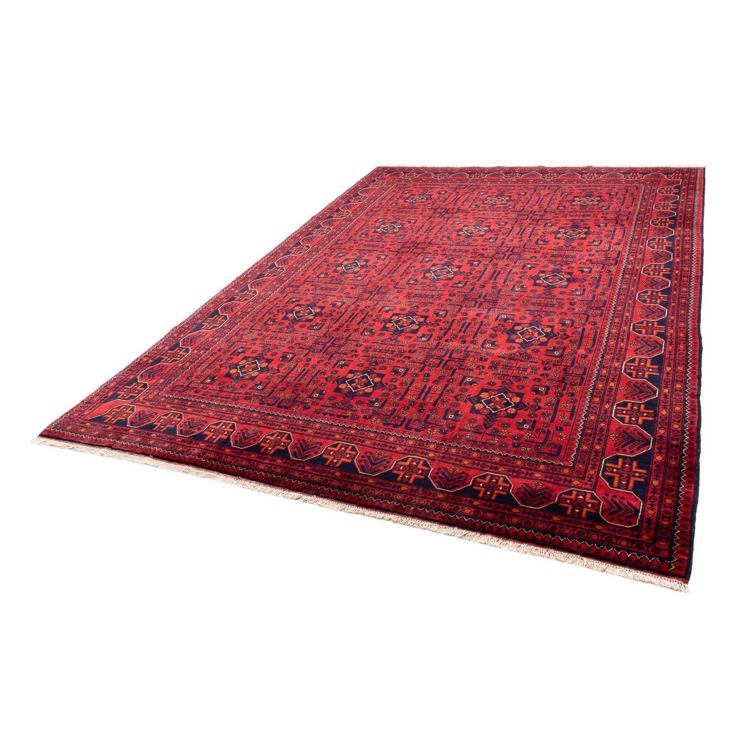 Afghansk tæppe - Kunduz - 301 x 205 cm - mørkerød
