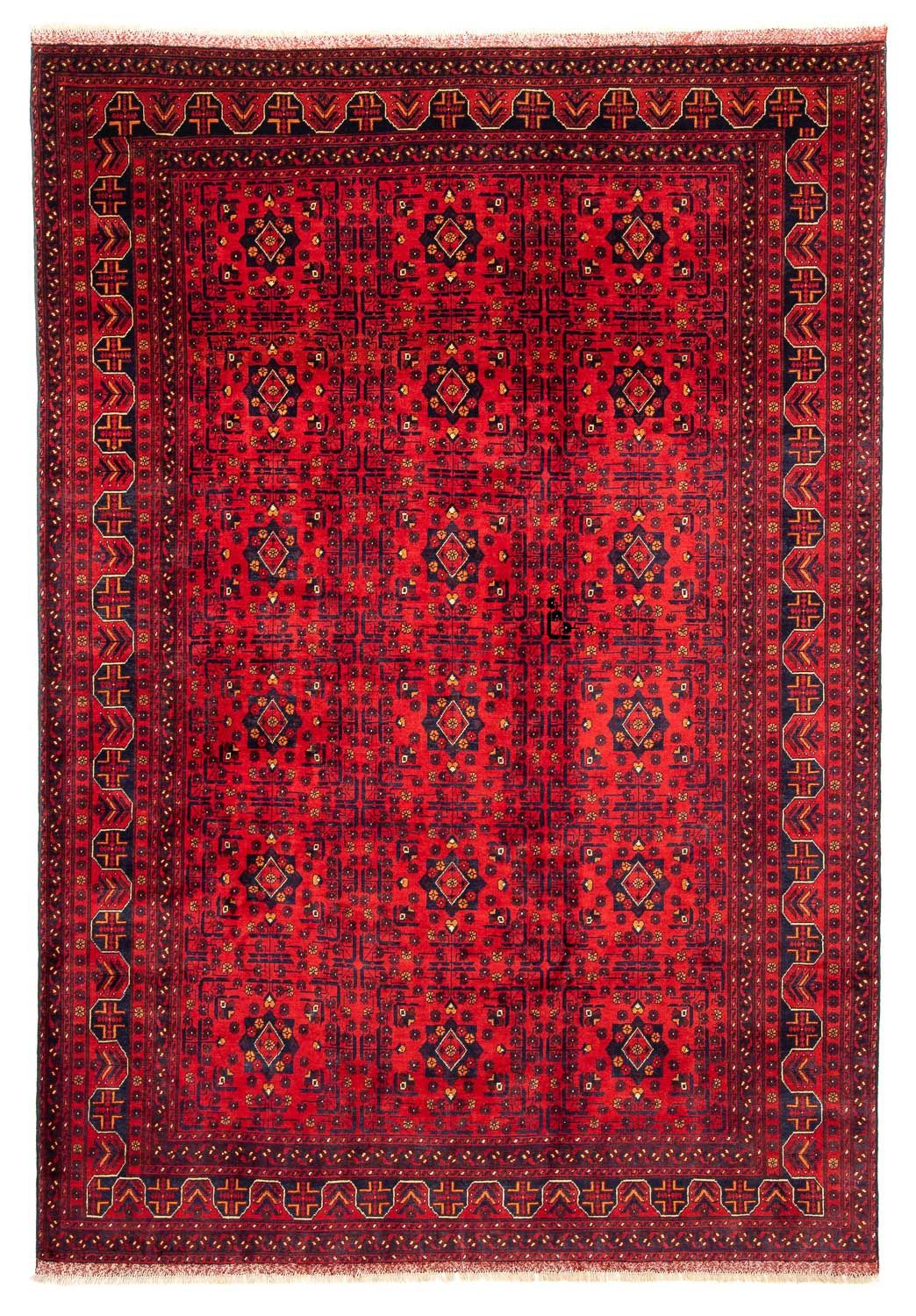 Afghansk tæppe - Kunduz - 287 x 199 cm - mørkerød