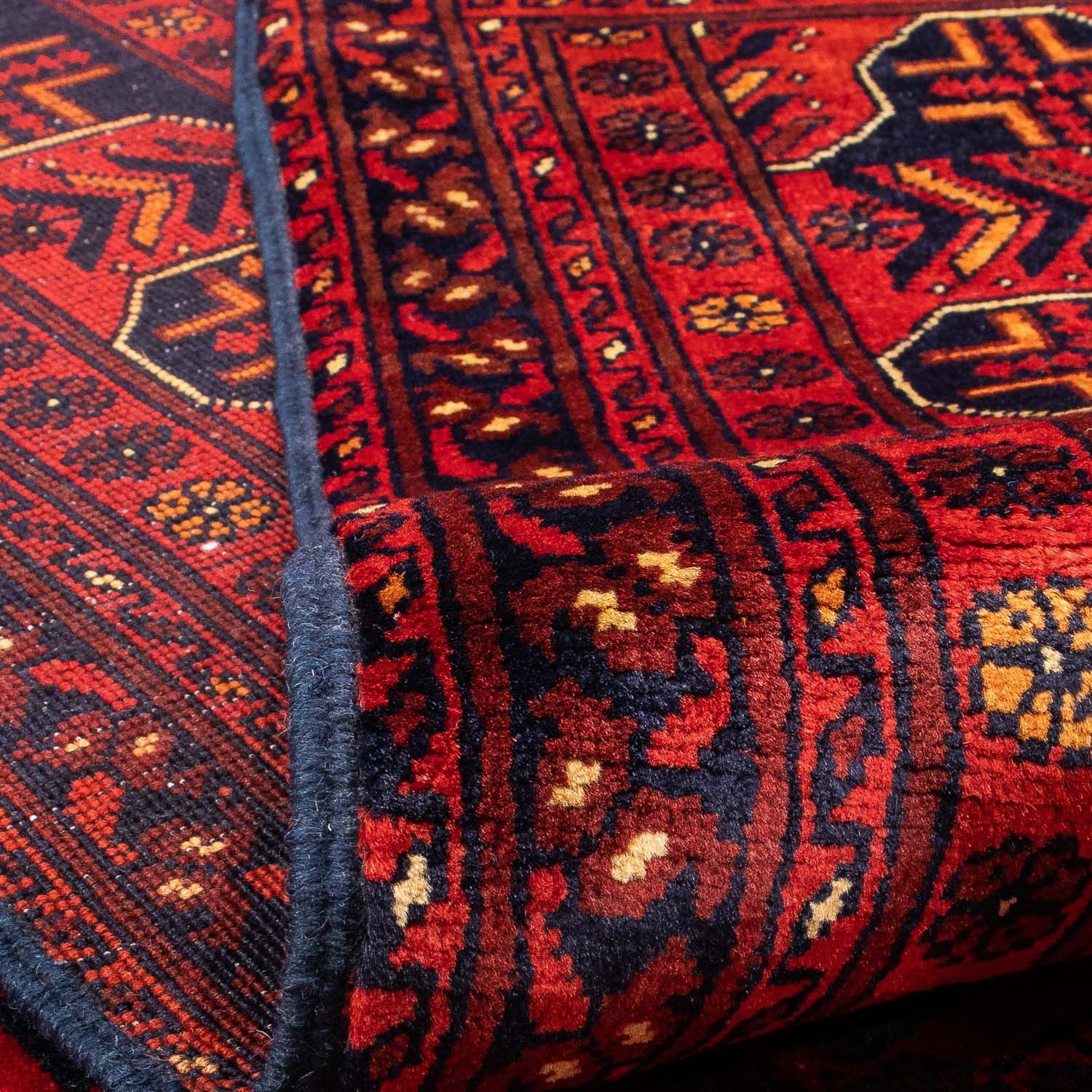 Afghansk tæppe - Kunduz - 287 x 199 cm - mørkerød