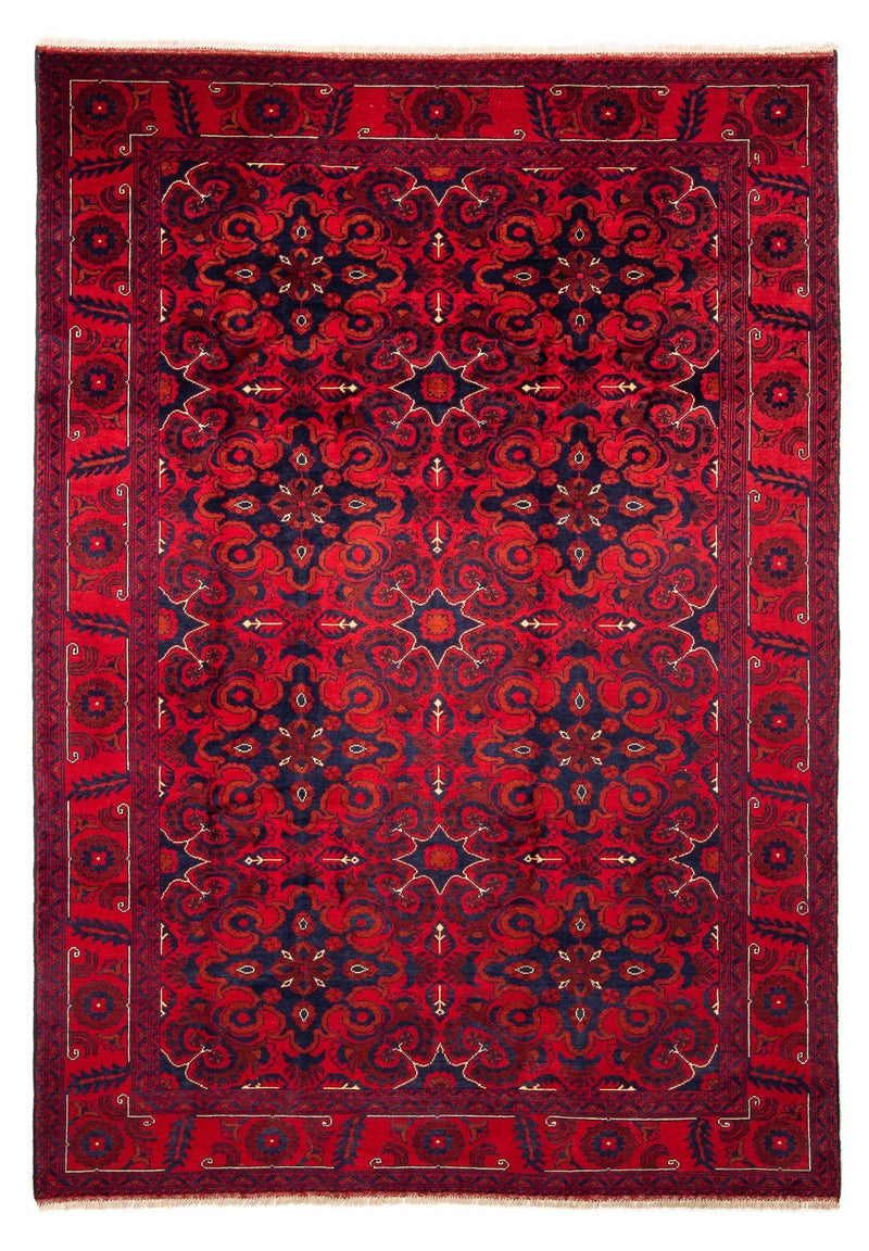 Afghansk tæppe - Kunduz - 282 x 200 cm - mørkerød