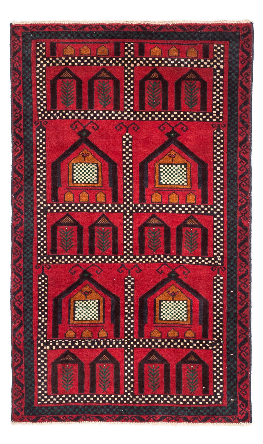 Baluch-tæppe - 132 x 81 cm - mørkerød