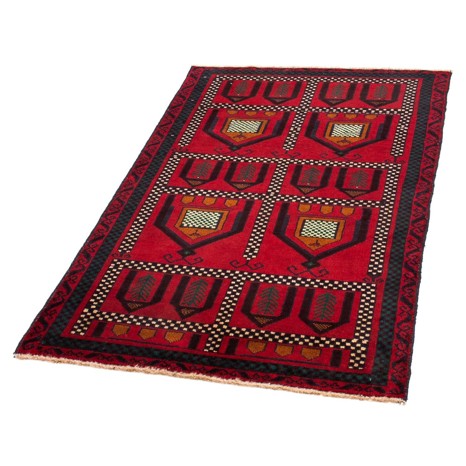Baluch-tæppe - 132 x 81 cm - mørkerød