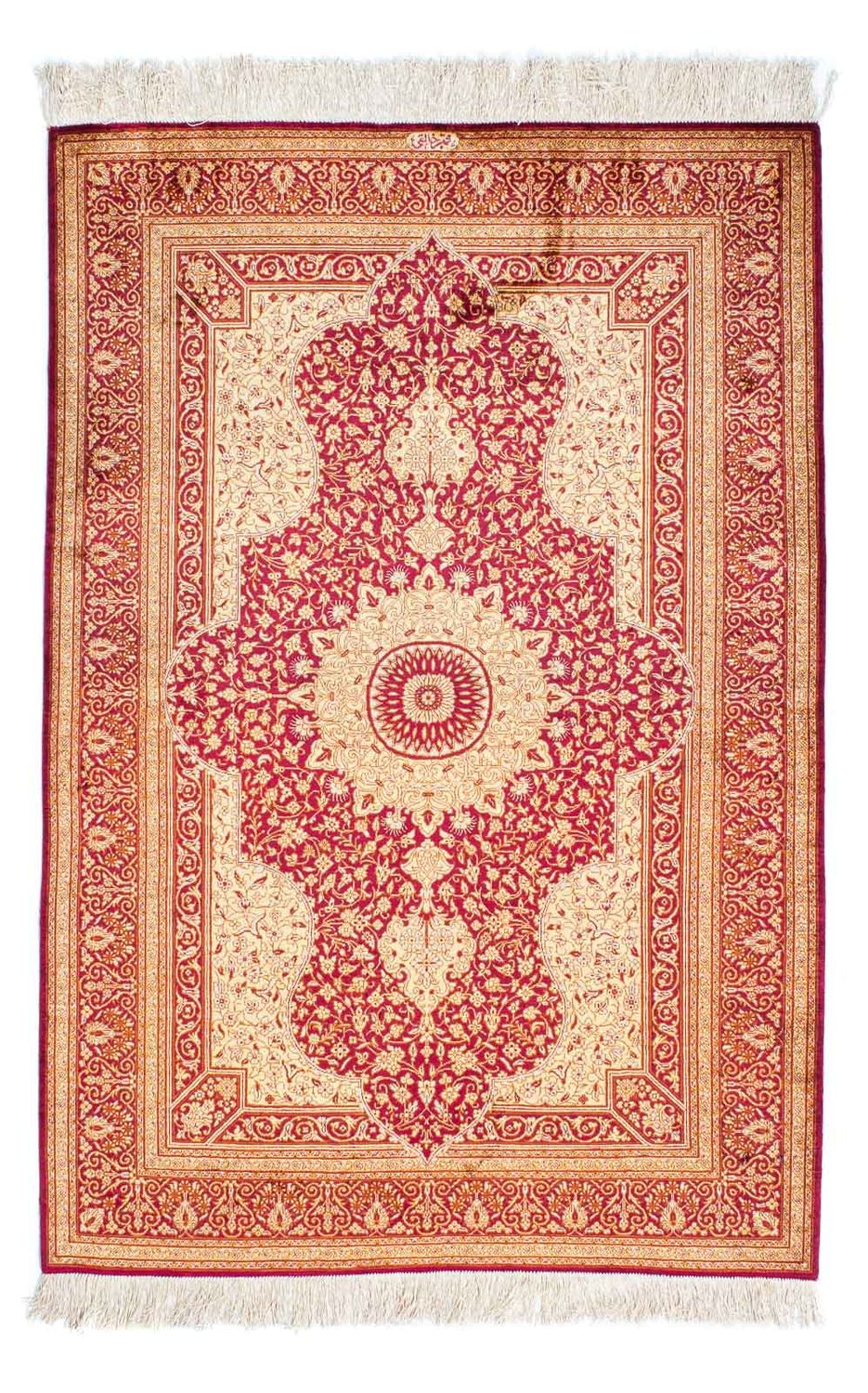 Persisk tæppe - Ghom - 150 x 98 cm - mørkerød