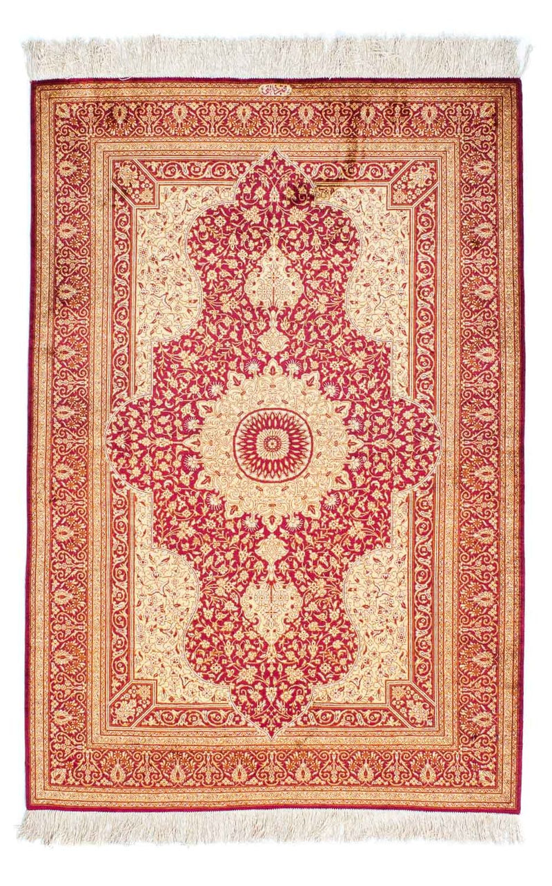 Persisk tæppe - Ghom - 150 x 98 cm - mørkerød