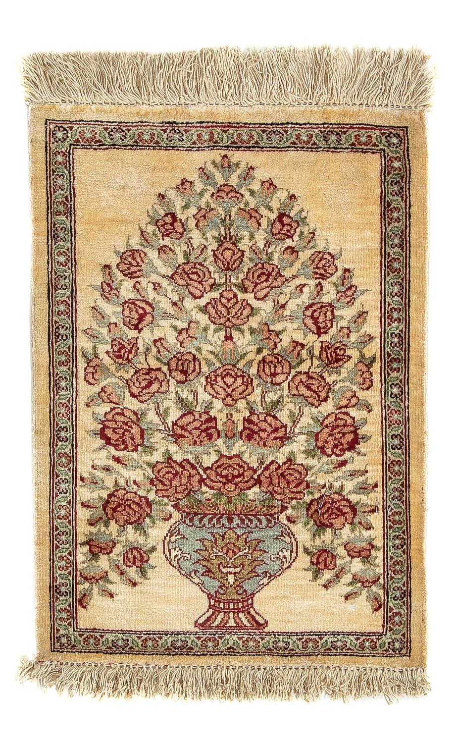 Silketæppe - Ghom Silk - Premium - 41 x 31 cm - beige