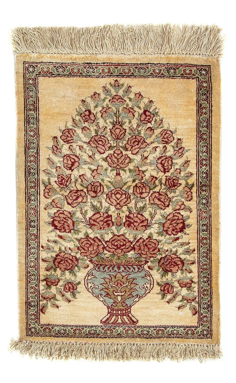 Silketæppe - Ghom Silk - Premium - 41 x 31 cm - beige