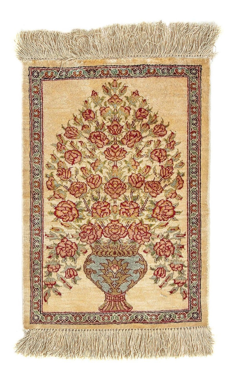 Silketæppe - Ghom Silk - Premium - 42 x 31 cm - beige