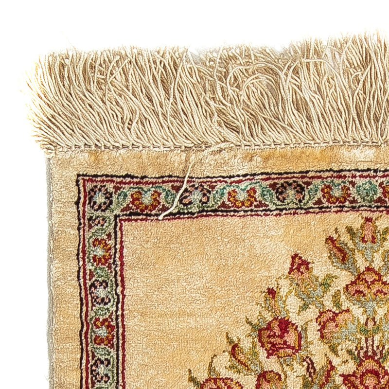 Silketæppe - Ghom Silk - Premium - 42 x 31 cm - beige