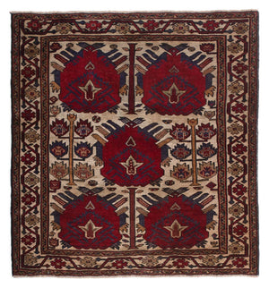 Baluch-tæppe firkantet  - 137 x 130 cm - lys brun