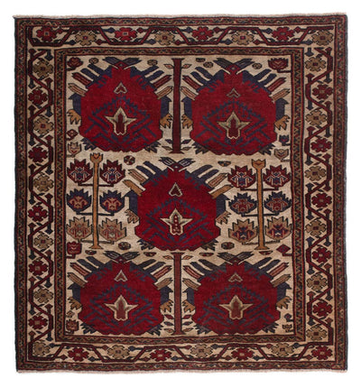 Baluch-tæppe 130x137cm - Orientalsk tæppe - lys brun