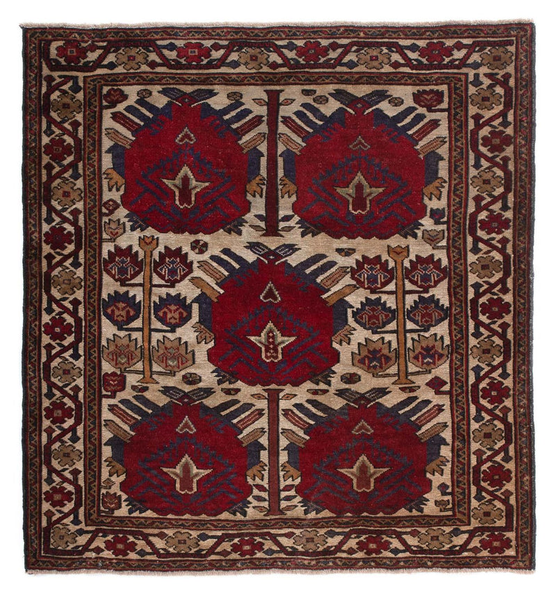 Baluch-tæppe firkantet  - 137 x 130 cm - lys brun