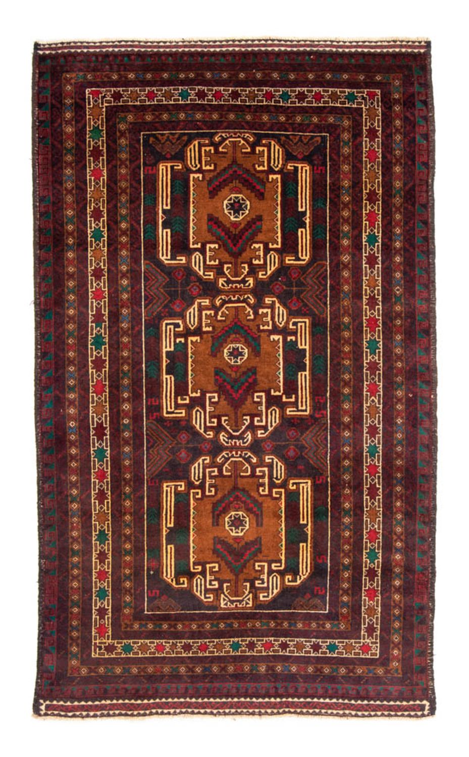 Løber Baluch-tæppe - 209 x 111 cm - mørkerød