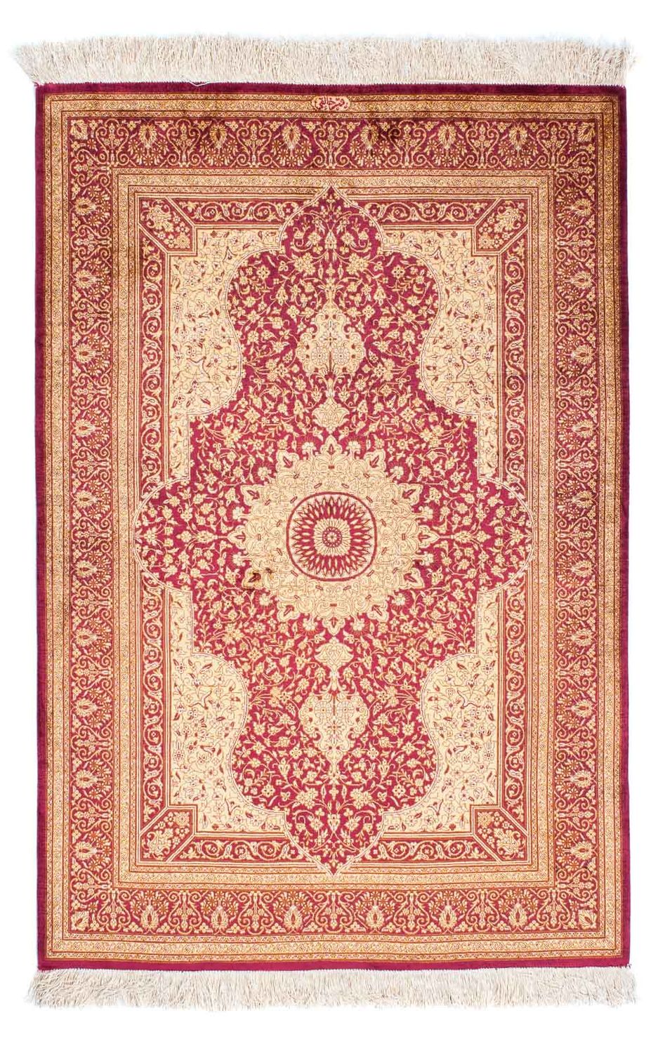 Persisk tæppe - Ghom - 143 x 95 cm - mørkerød