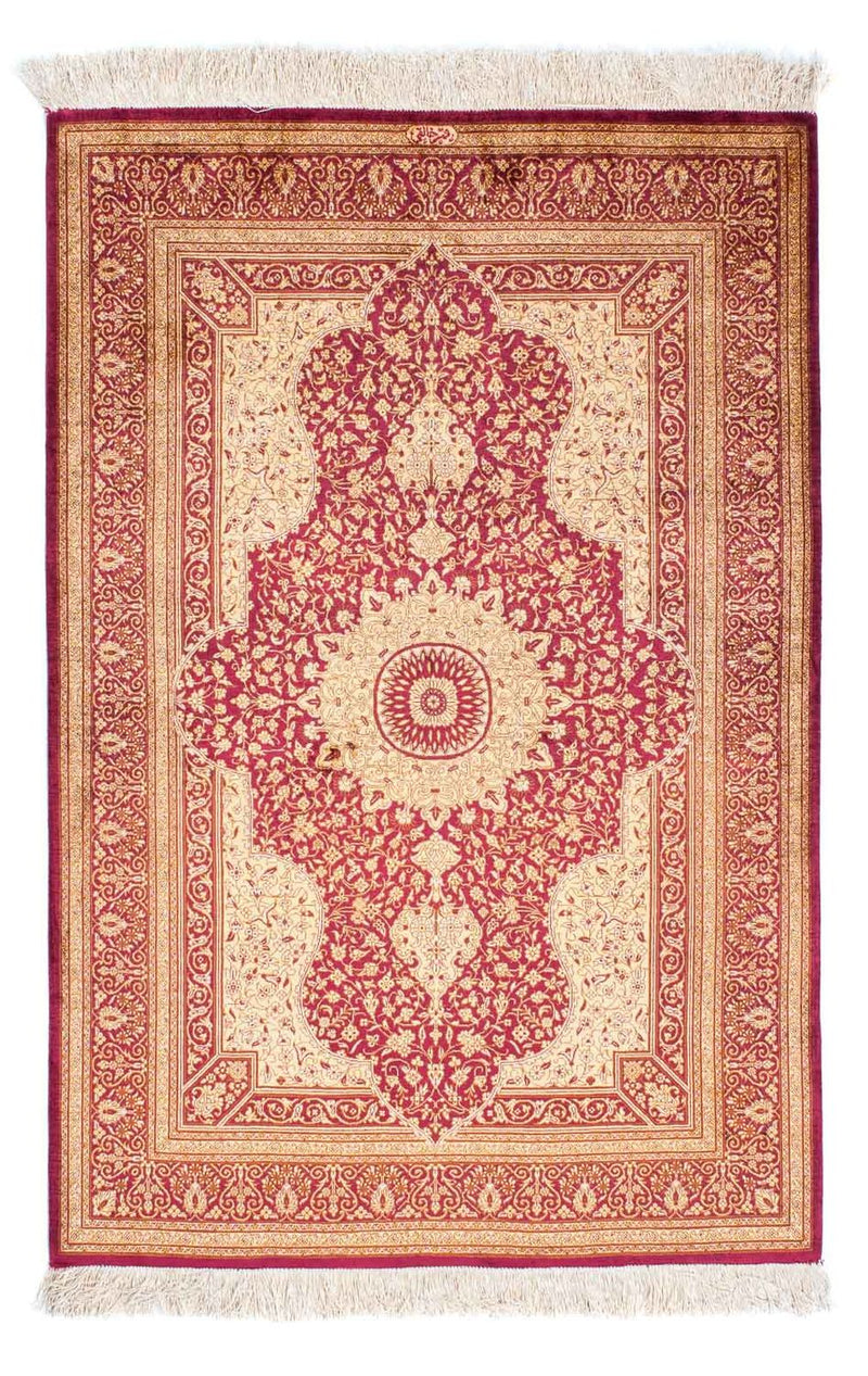 Persisk tæppe - Ghom - 143 x 95 cm - mørkerød