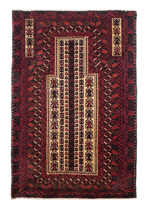 Baluch-tæppe - 126 x 86 cm - mørkerød