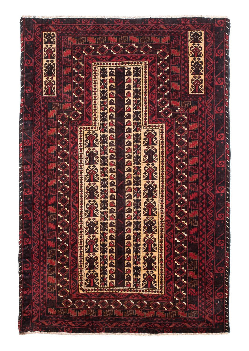 Baluch-tæppe - 126 x 86 cm - mørkerød