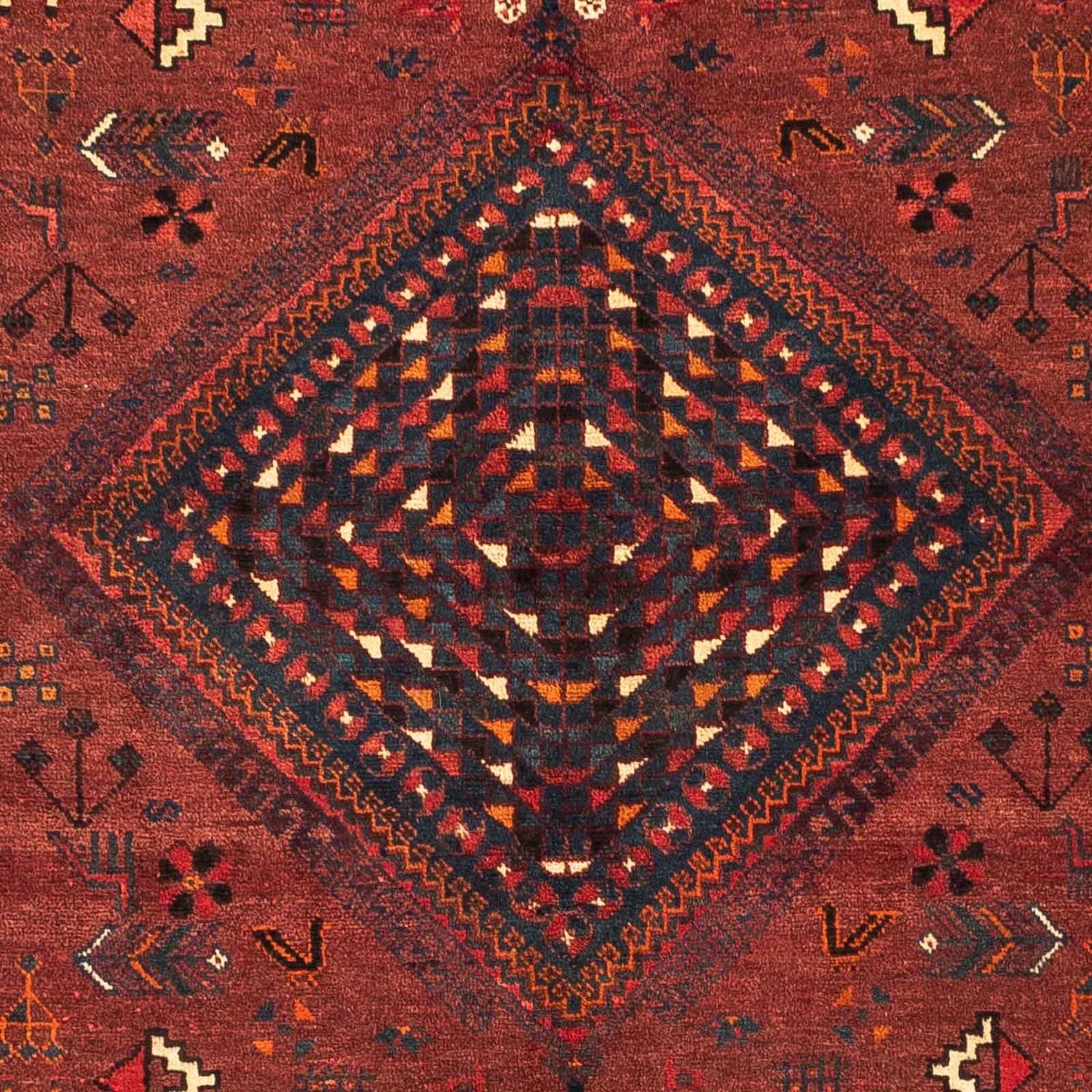Persisk tæppe - Nomadisk - 248 x 180 cm - mørkerød
