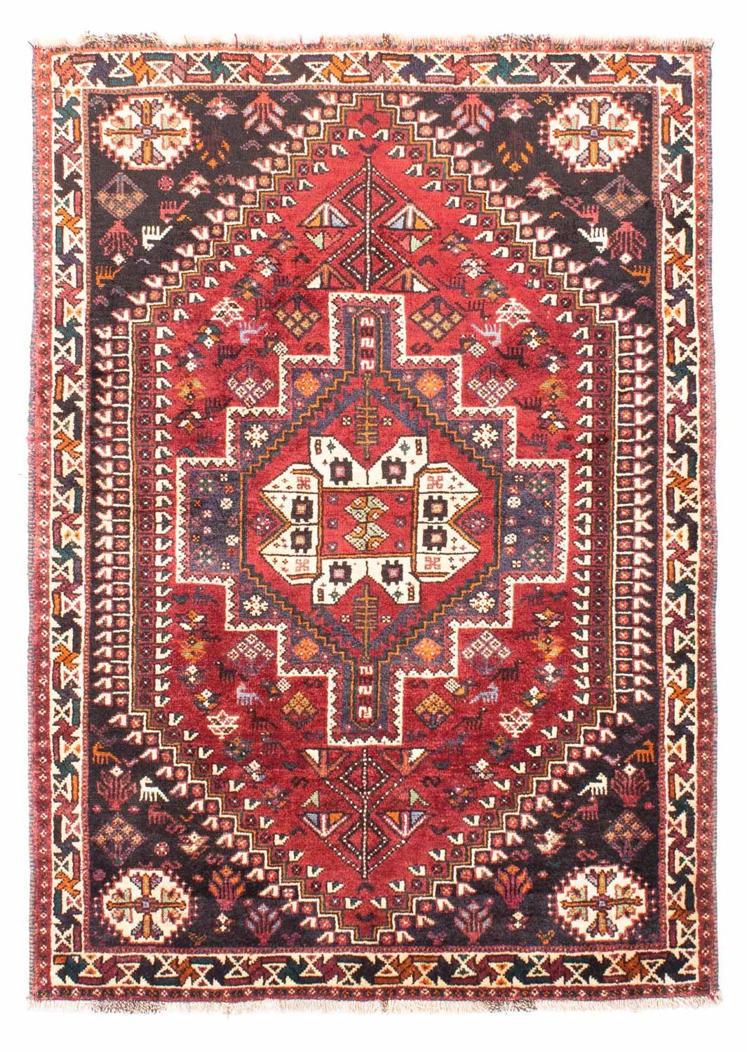 Persisk tæppe - Nomadisk - 163 x 112 cm - mørkerød