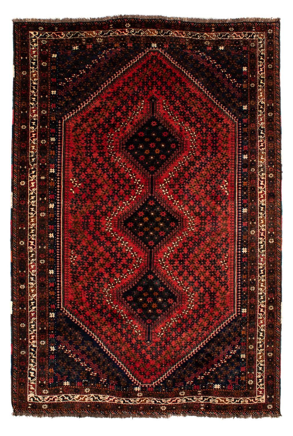 Persisk tæppe - Nomadisk - 291 x 206 cm - mørkerød
