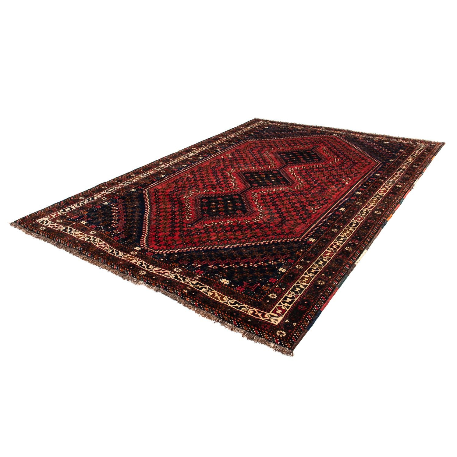 Persisk tæppe - Nomadisk - 291 x 206 cm - mørkerød