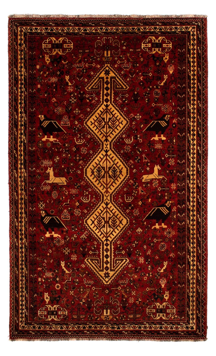 Persisk tæppe - Nomadisk - 298 x 178 cm - mørkerød