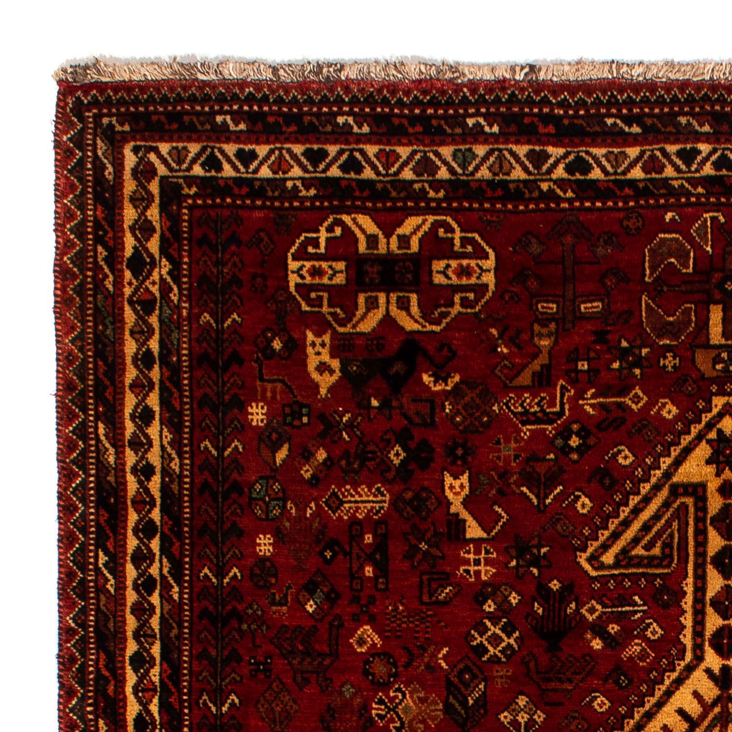 Persisk tæppe - Nomadisk - 298 x 178 cm - mørkerød