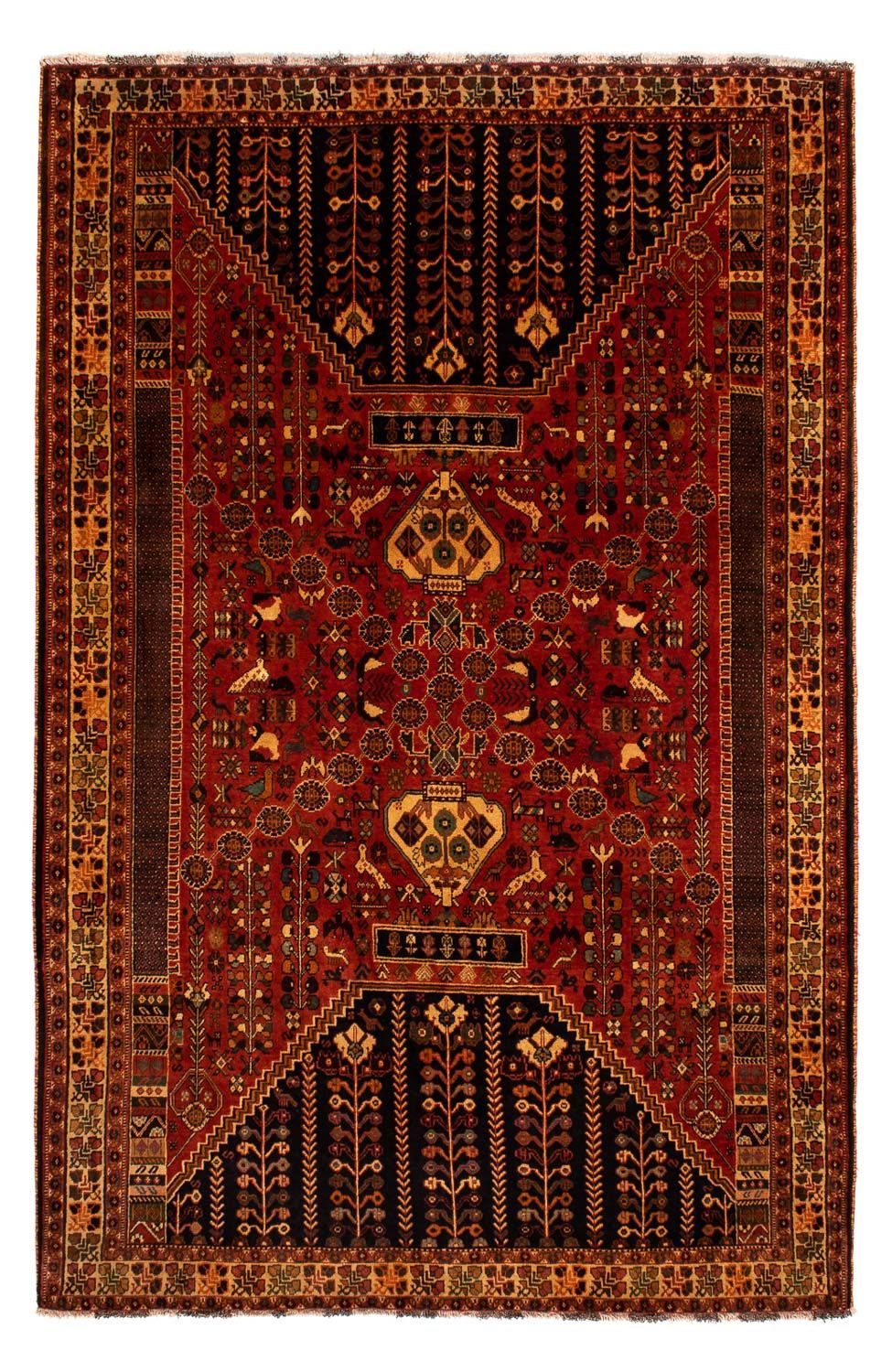 Persisk tæppe - Nomadisk - 304 x 204 cm - mørkerød